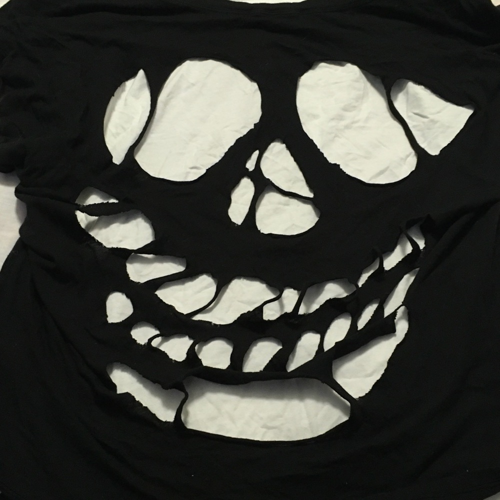 Truly Madly Deeply Black Short Sleeve Top with Back Skull Cutouts